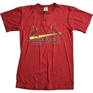 St. Louis‎ Cardinals T-Shirt Men’s Size M Majestic Red 2 Button Collared Shirt